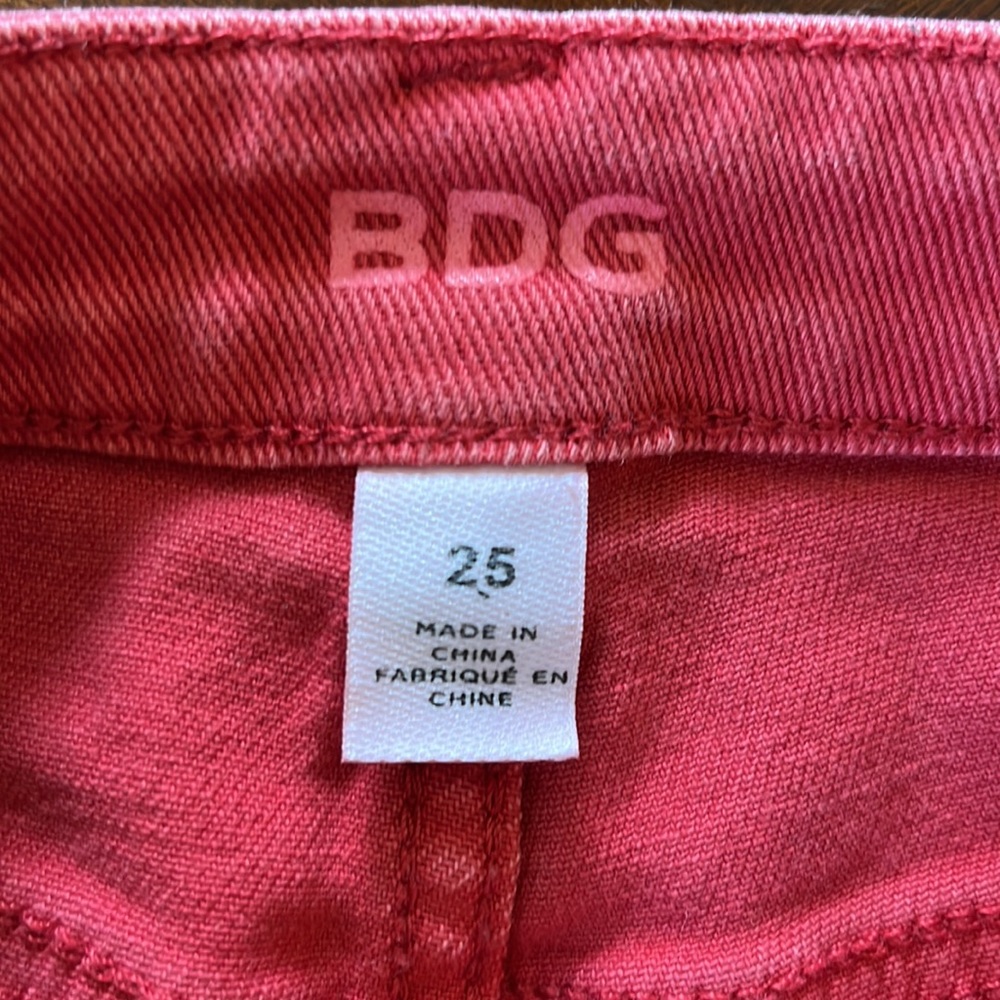 BDG Urban Outfitters Shorts High Waisted Red Denim Size Waist 25 - Picture 6 of 8